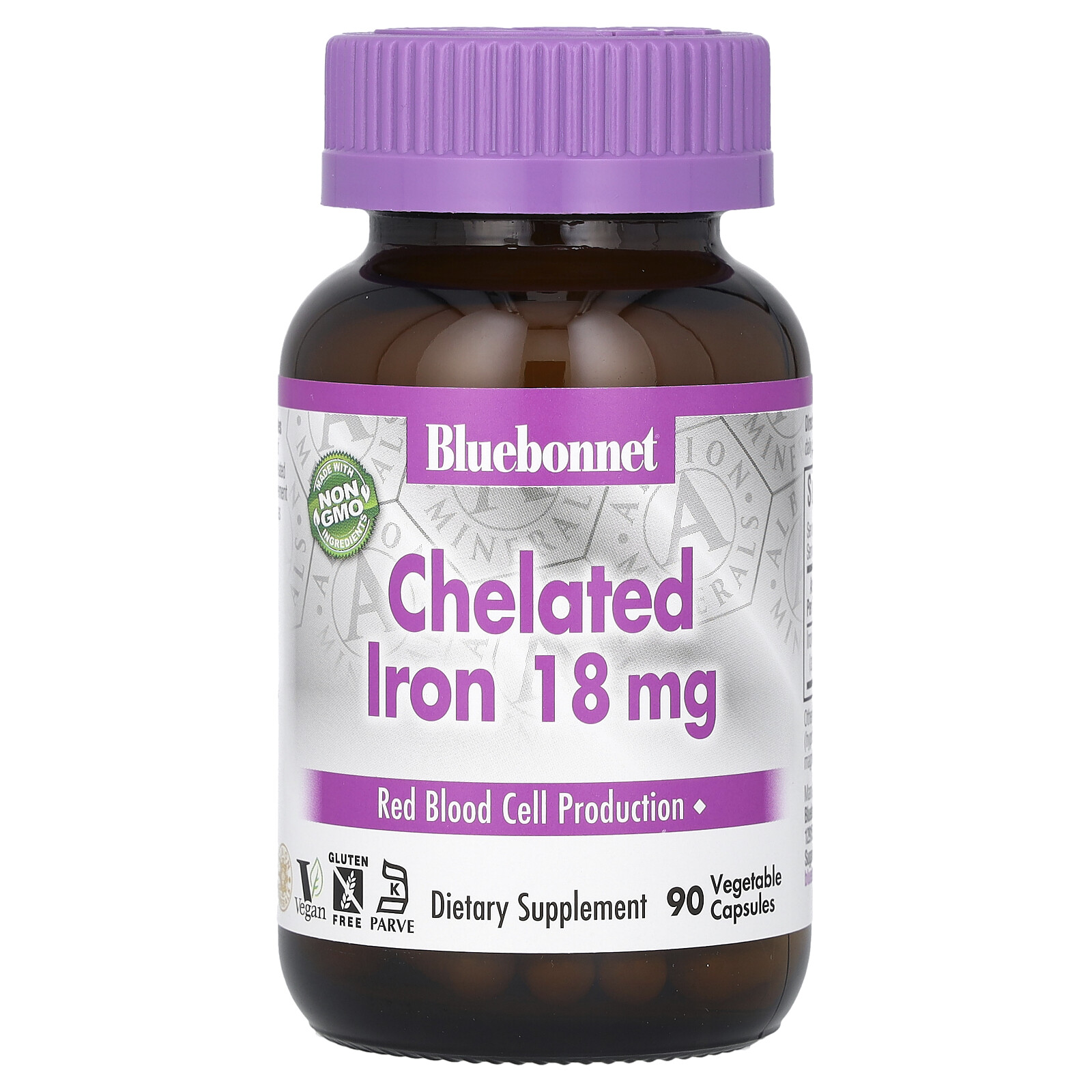 Bluebonnet Nutrition Chelated Iron 18 mg 90 Veggie Caps Egg-Free, Fish Free,