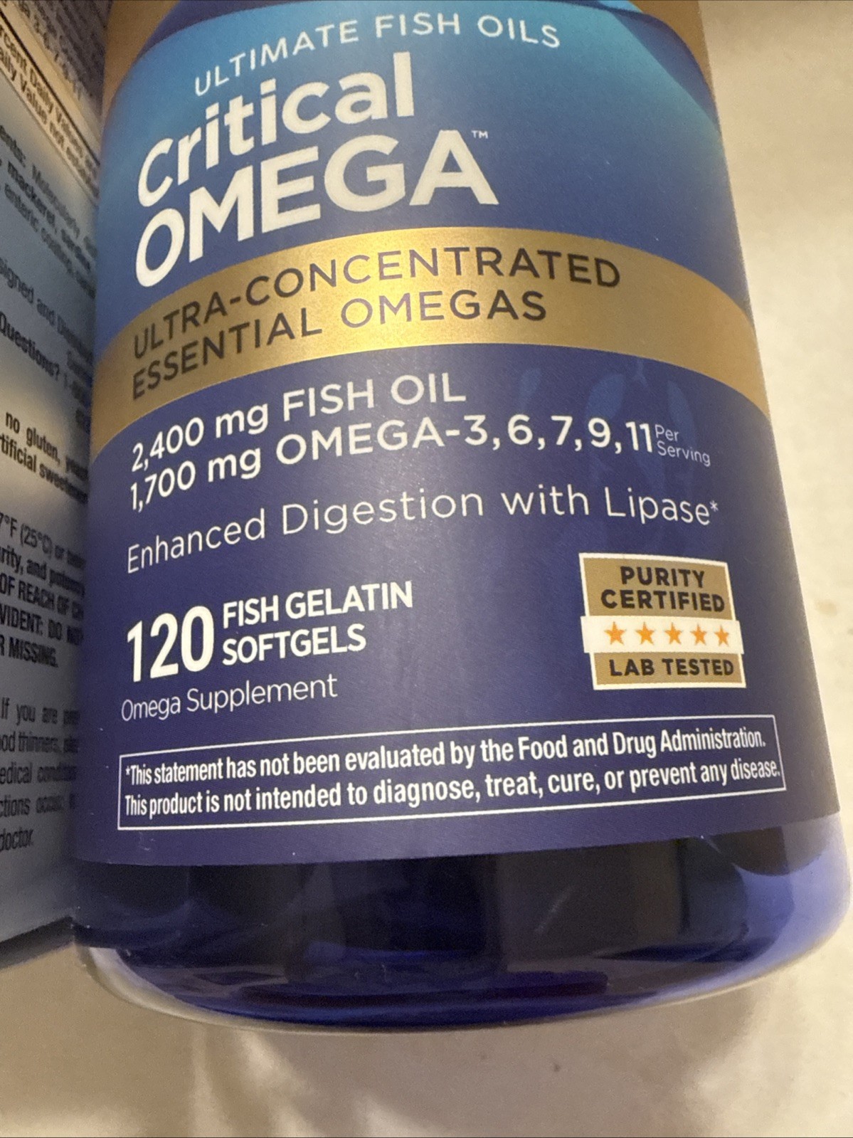 NORWEGIAN GOLD FISH OIL. CRITICAL OMEGA. 120 Soft Gels. Exp 9/2027