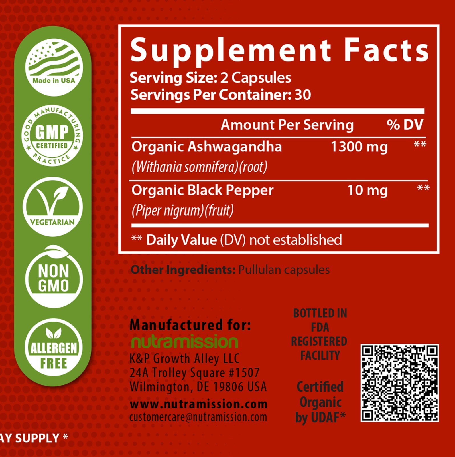 Ashwagandha Capsules 1300mg with Black Pepper-120ct