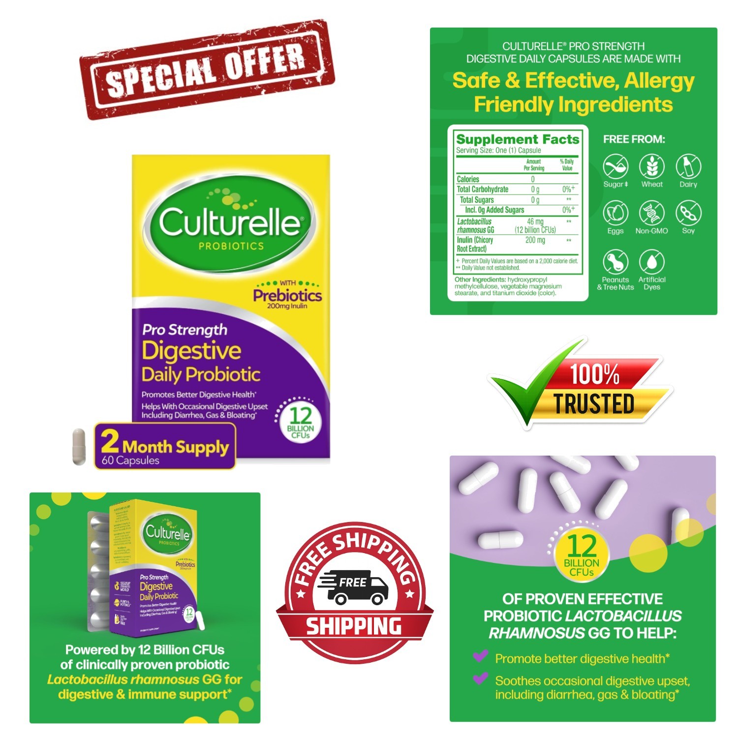 Daily Probiotics for Adults – 12 Billion CFUs with No Refrigeration Required