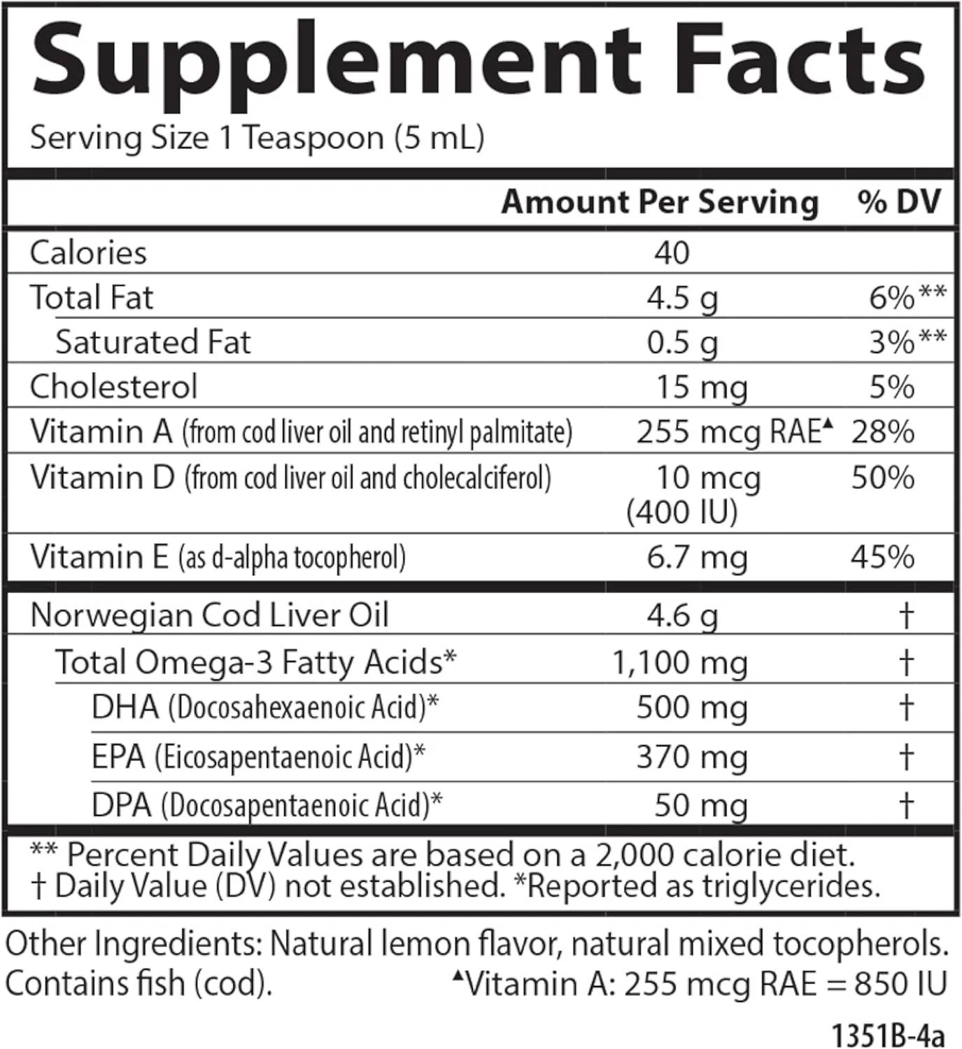 Cod Liver Oil, 1100 mg Omega-3s, Liquid Fish Oil Supplement, Wild-Caught Norw…