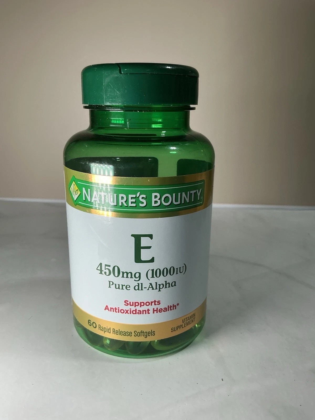 Nature’s Bounty Vitamin E 450 mg (1000 IU) 60 Rapid Release Softgels 06/2026+