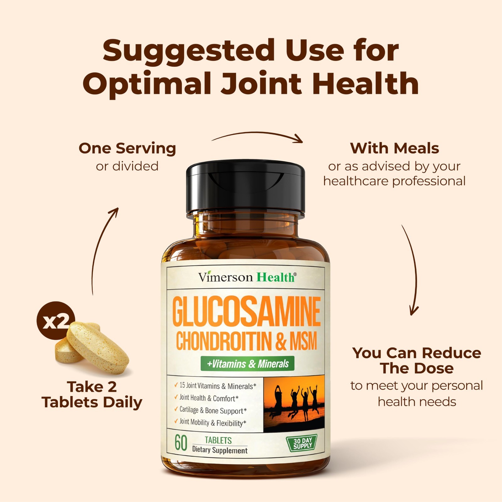 Advanced Joint Support Supplements – Glucosamine, Chondroitin & MSM – 60 Tabs