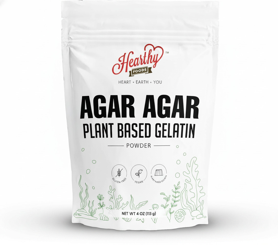 Agar Agar Powder 4 oz Vegan Gelatin Substitute, Red Algae