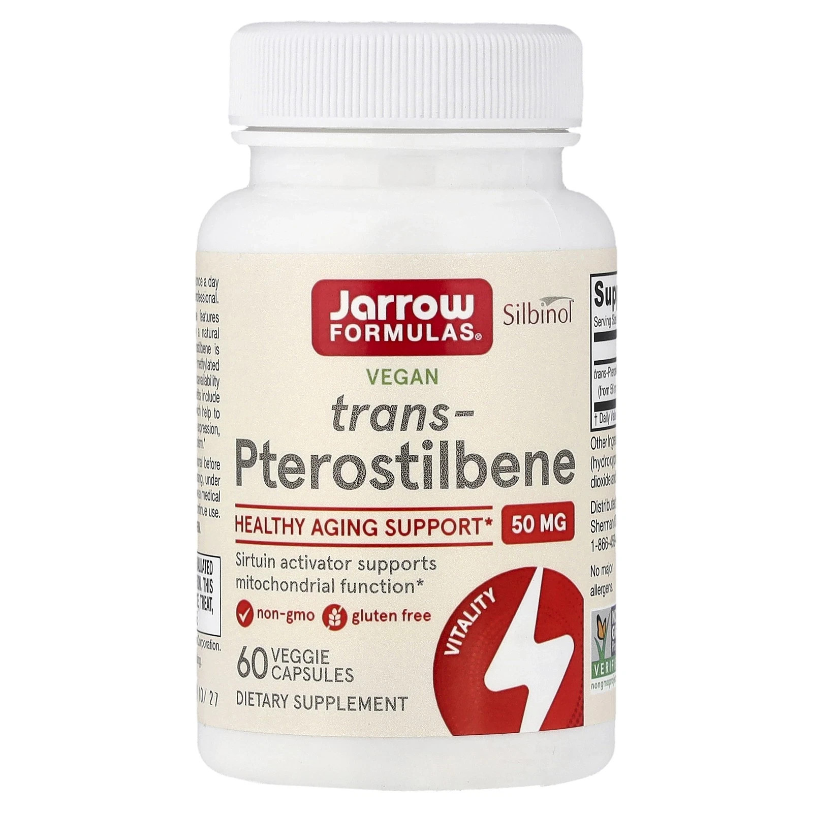 2x Jarrow Formulas, Inc. Vegan trans-Pterostilbene 50 mg 120 Veg Caps exp 08/26