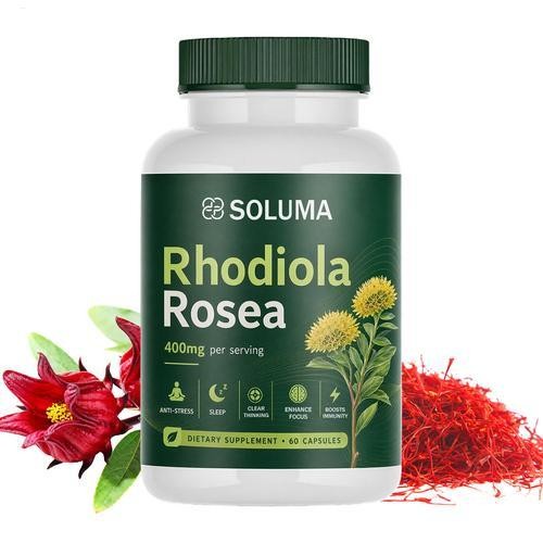 Soluma Rhodiola Rosea, 400mg Per Serving features Bioperine, 60 Capsules (1Set)