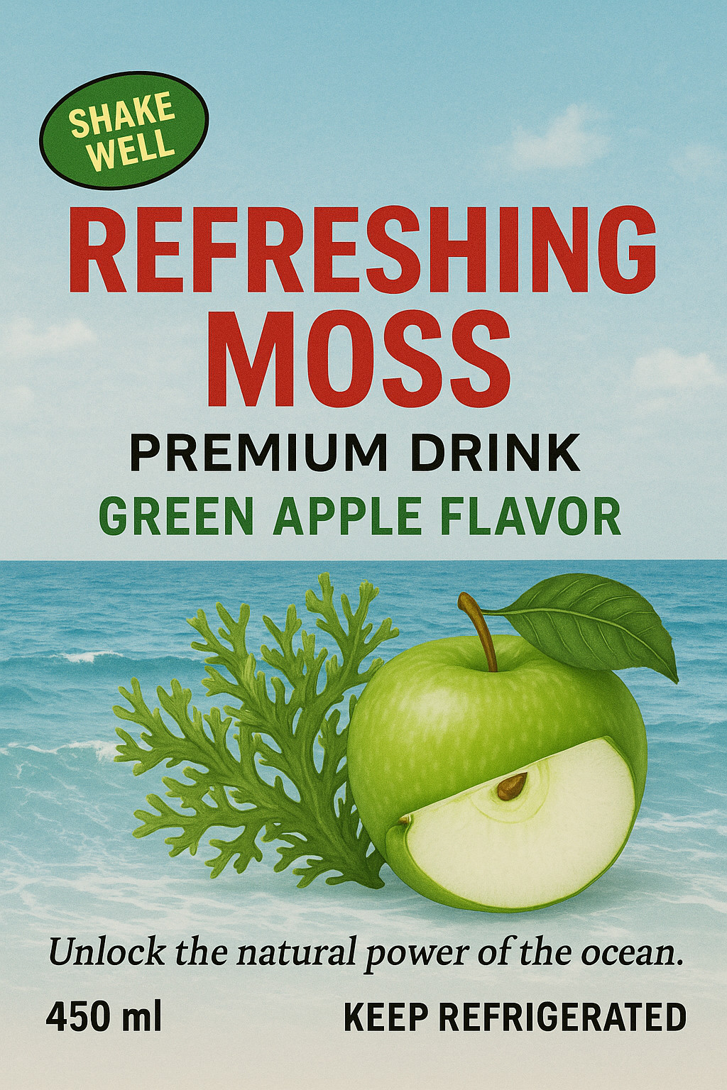 sea moss drink refreshing moss authentic healthy Drink 15oz pack of 5 Apple
