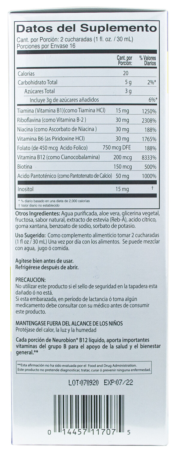 NEUROBION B12 COMPLEX SYRUP / NEUROBION JARABE 16 oz (2 PACK) Exp 01/2026