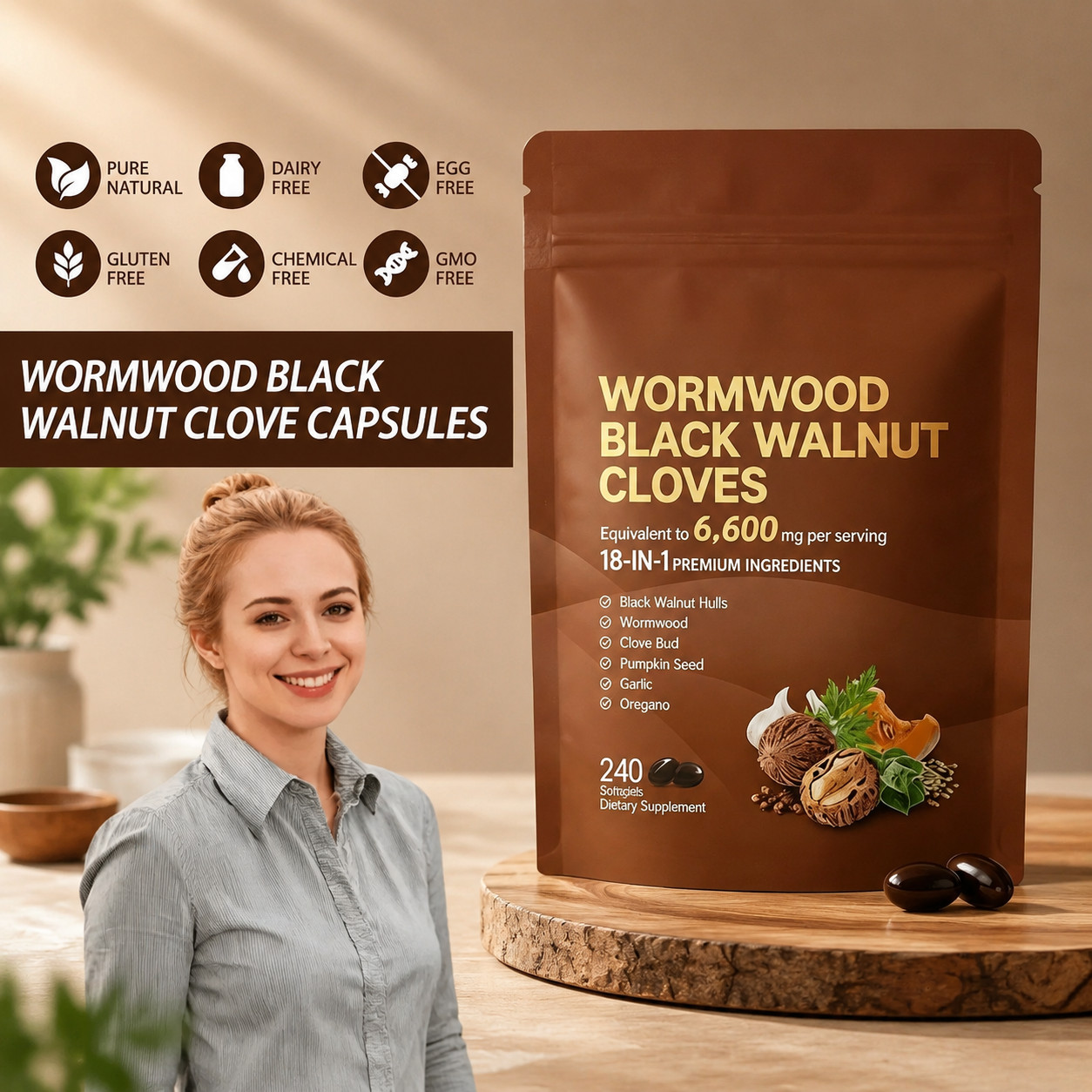 VivoNu Wormwood Black Walnut Cloves – Cleanse & Metabolism Support, 240 Softgels