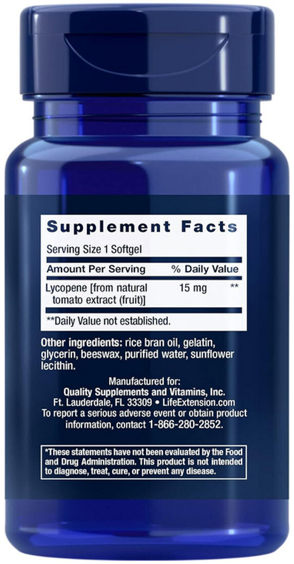 MEGA LYCOPENE PROSTATE HEART HEALTH 2 BOTTLES 15mg 180 Softgel LIFE EXTENSION