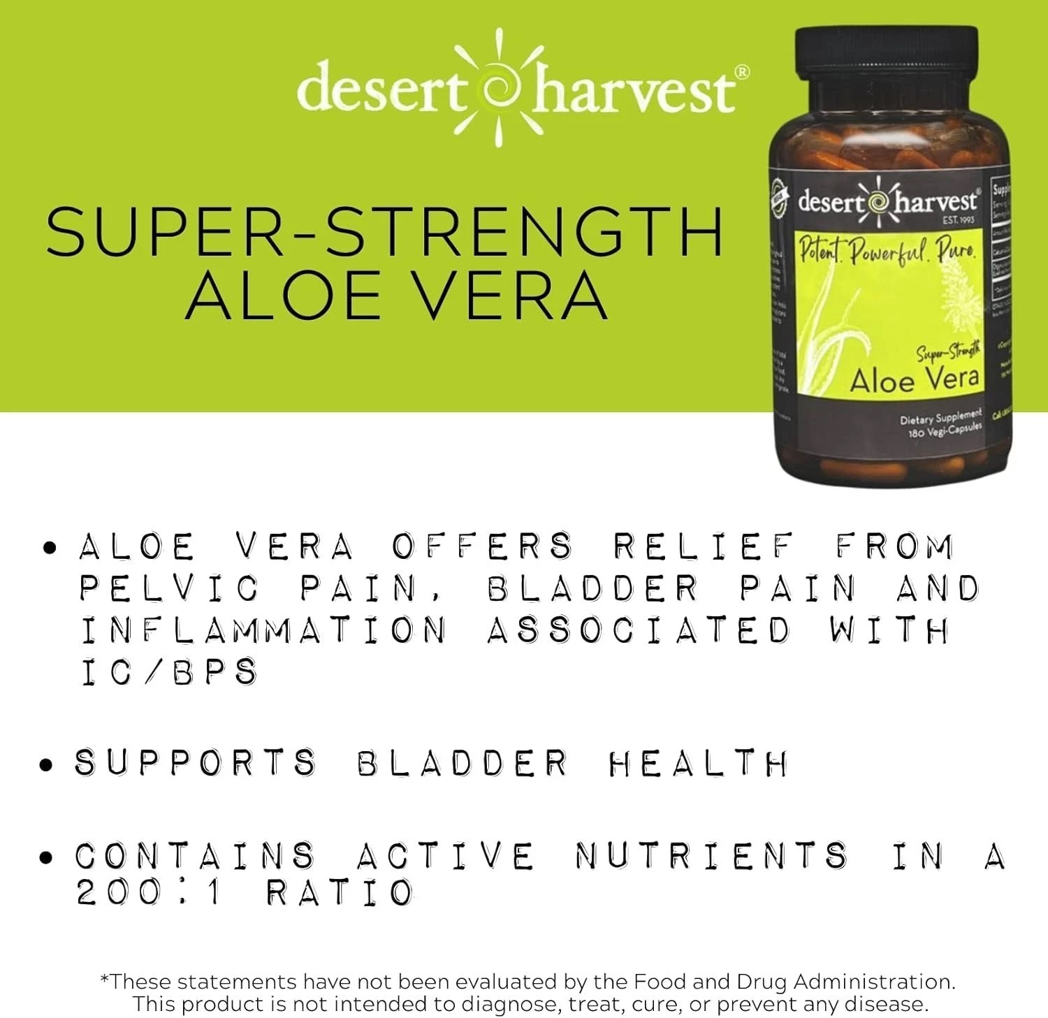 Desert Harvest Super-Strength Aloe Vera, Freeze Dried Aloe Vera – Pack of (2)