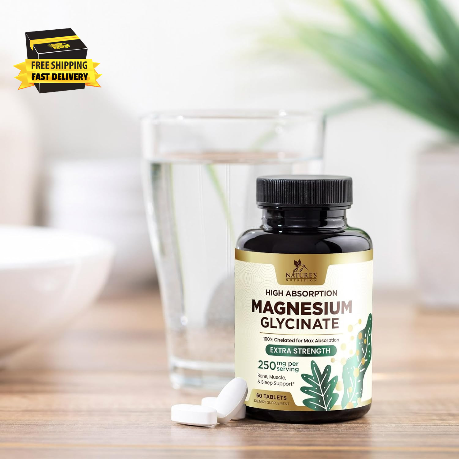 Magnesium (Glycinate) 250 Mg – 100% Chelated & High Absorption Magnesium Supplem