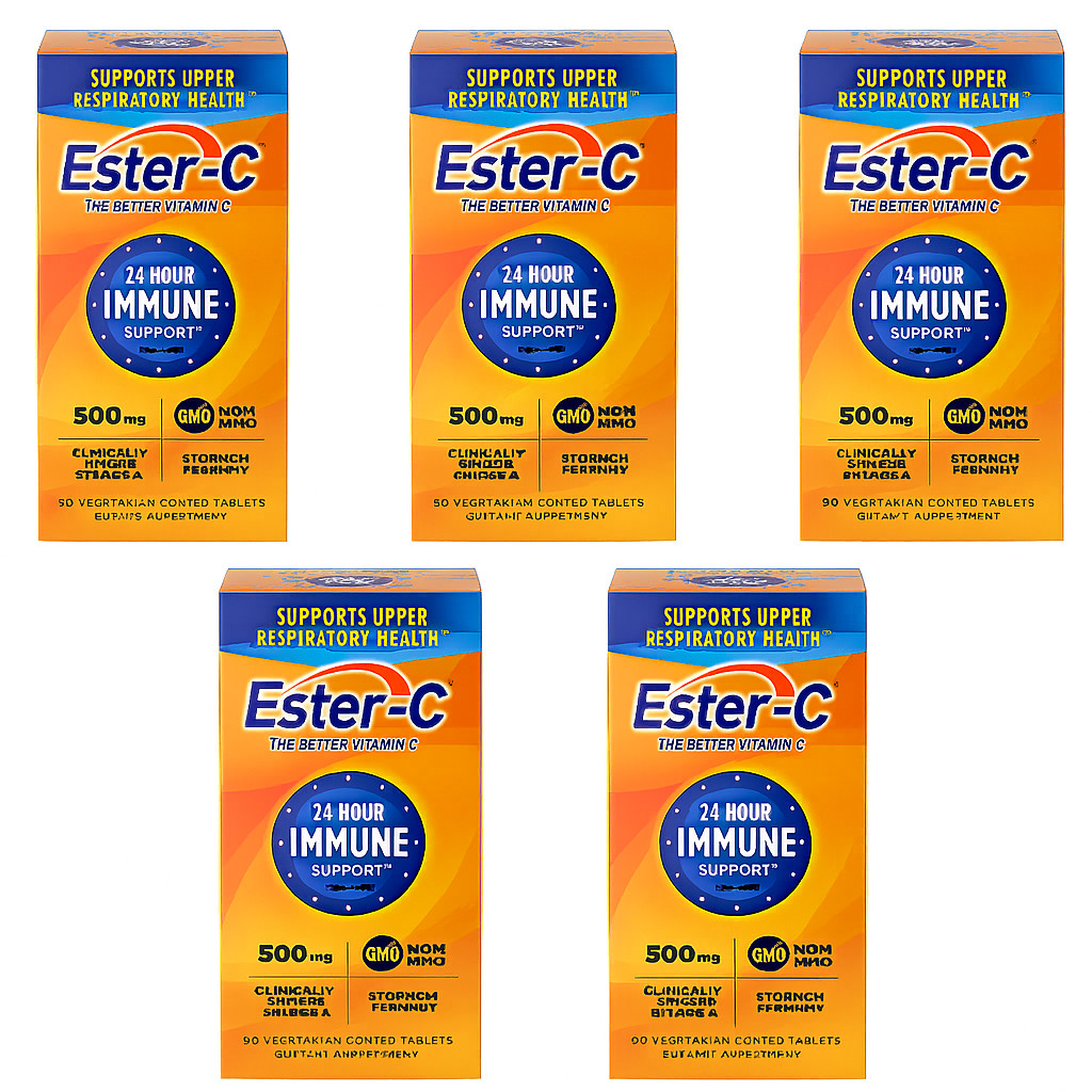 Ester C 500mg Vitamin C 90 Tablets 5 Pack | Non-Acidic Immune Health Supplement