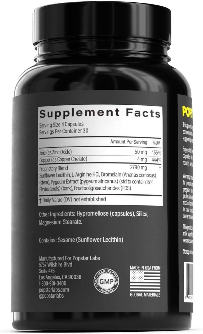 Daily Supplement for Men – Natural Zinc and L-Arginine Formula, 120 Count