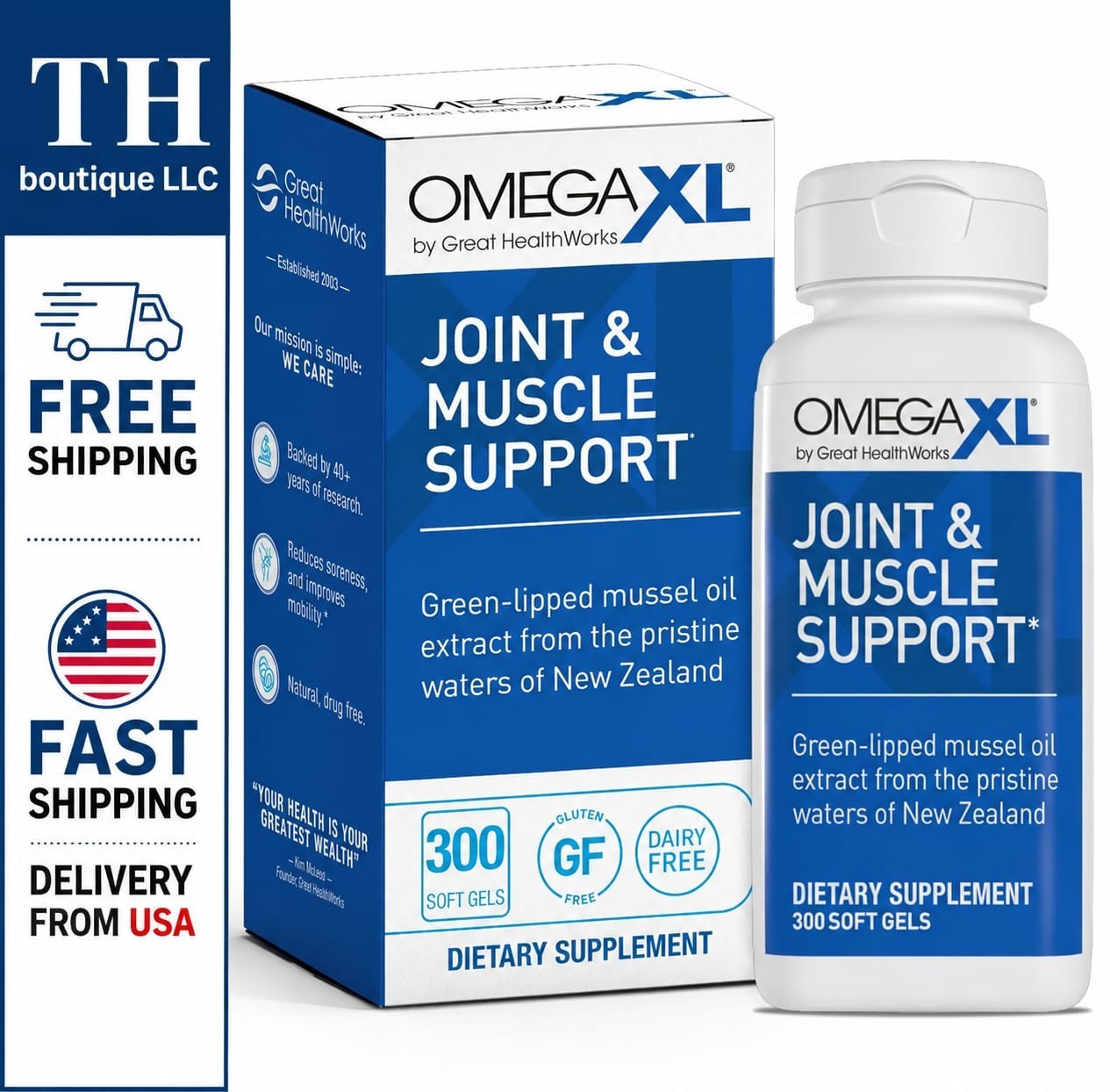 OmegaXL Joint & Muscle Support 300 Softgels Green Lipped Mussel Oil