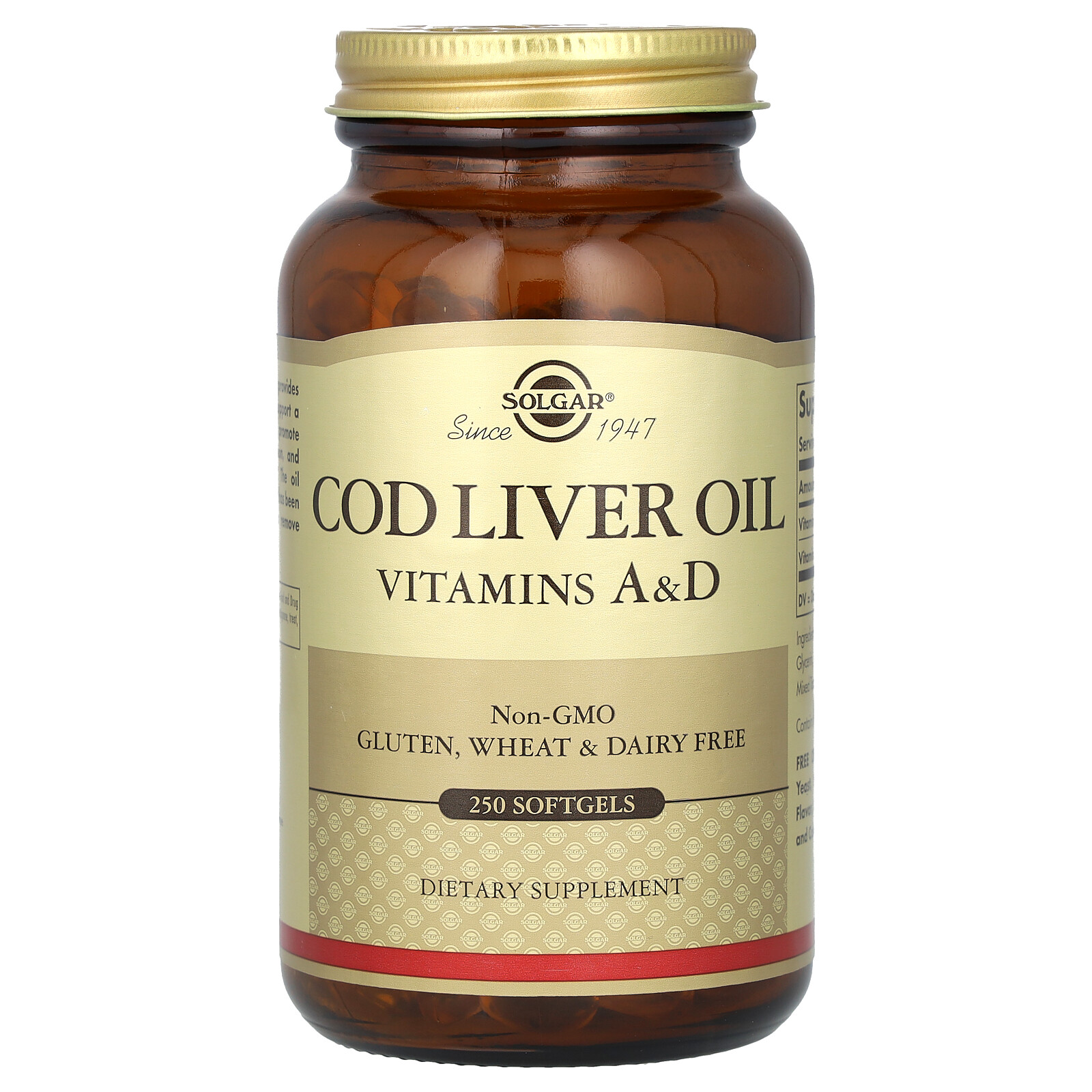 Cod Liver Oil, Vitamins A & D, 250 Softgels