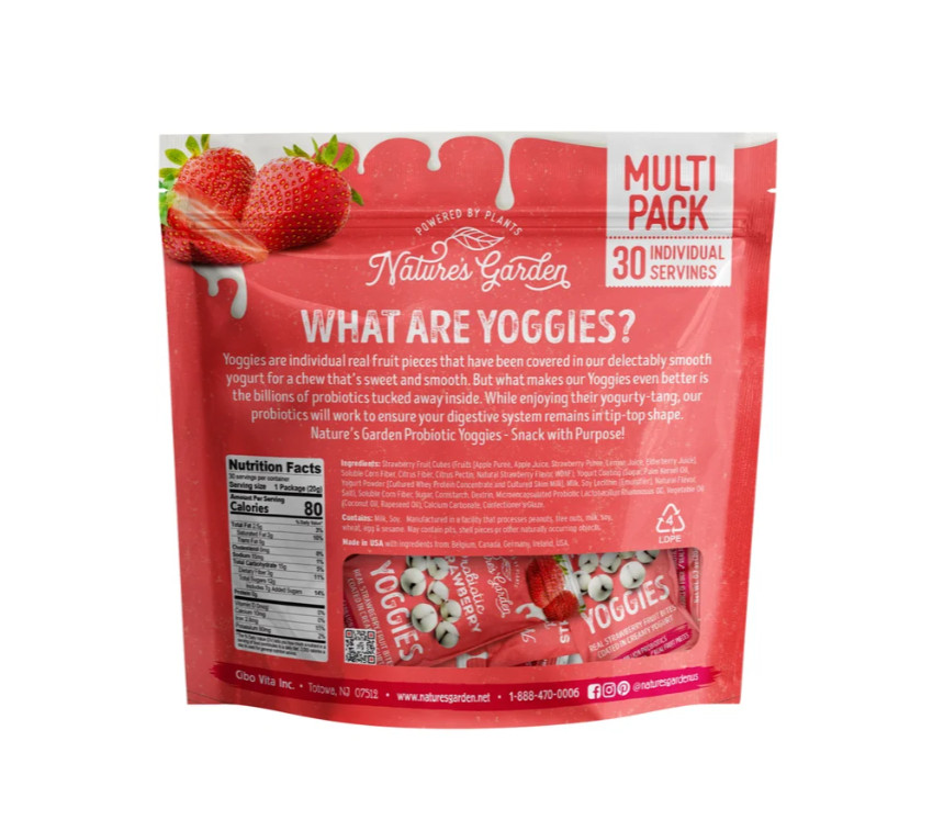 Nature’s Garden, Probiotic Strawberry Yoggies, 0.7 oz, 30-count