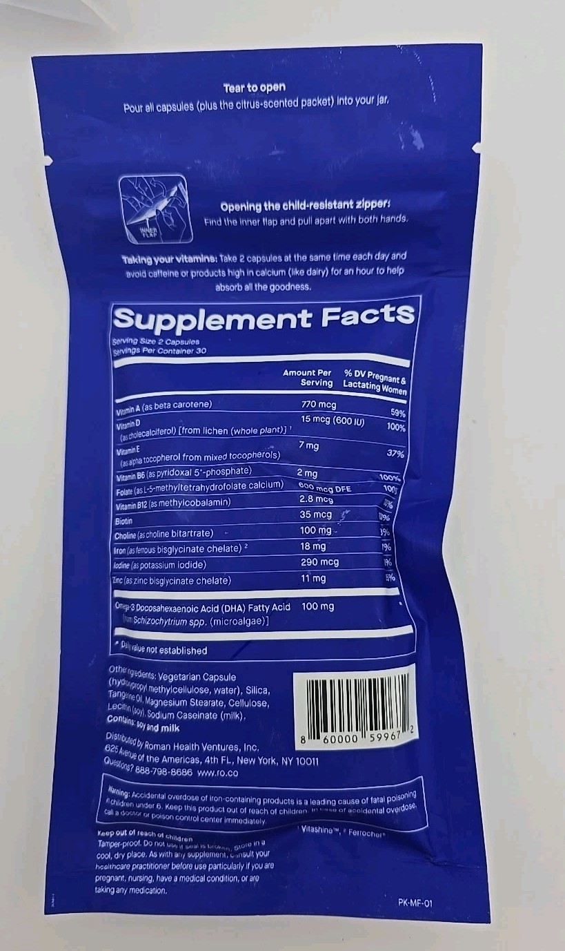 Modern Fertility Prenatal Multivitamin 60 Capsules Refill Pack + Jar Exp 11/26