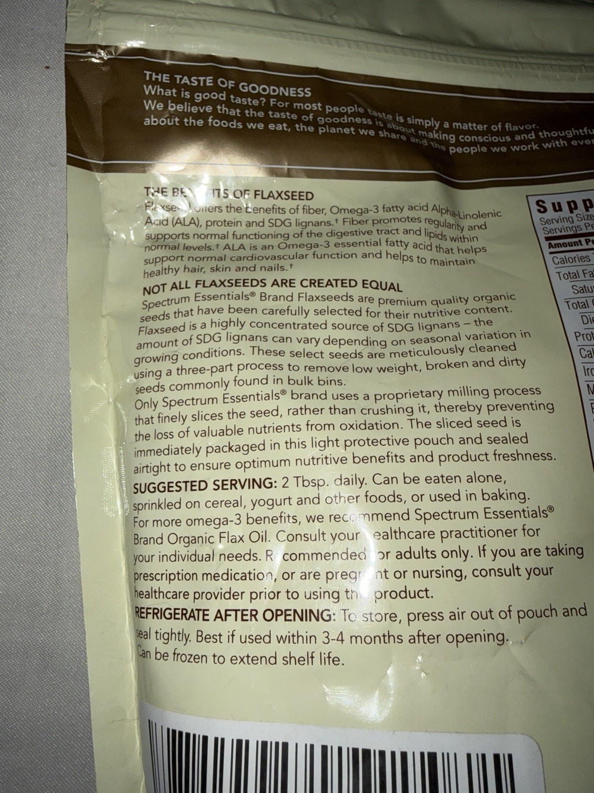 Spectrum Essentials Flaxseed Cold Milled Organic Ground Premium Large 24oz Bag