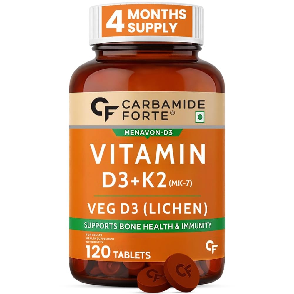 Carbamide Forte Vitamin D3 K2 Veg Lichen Tablets 120 Count Bone Support