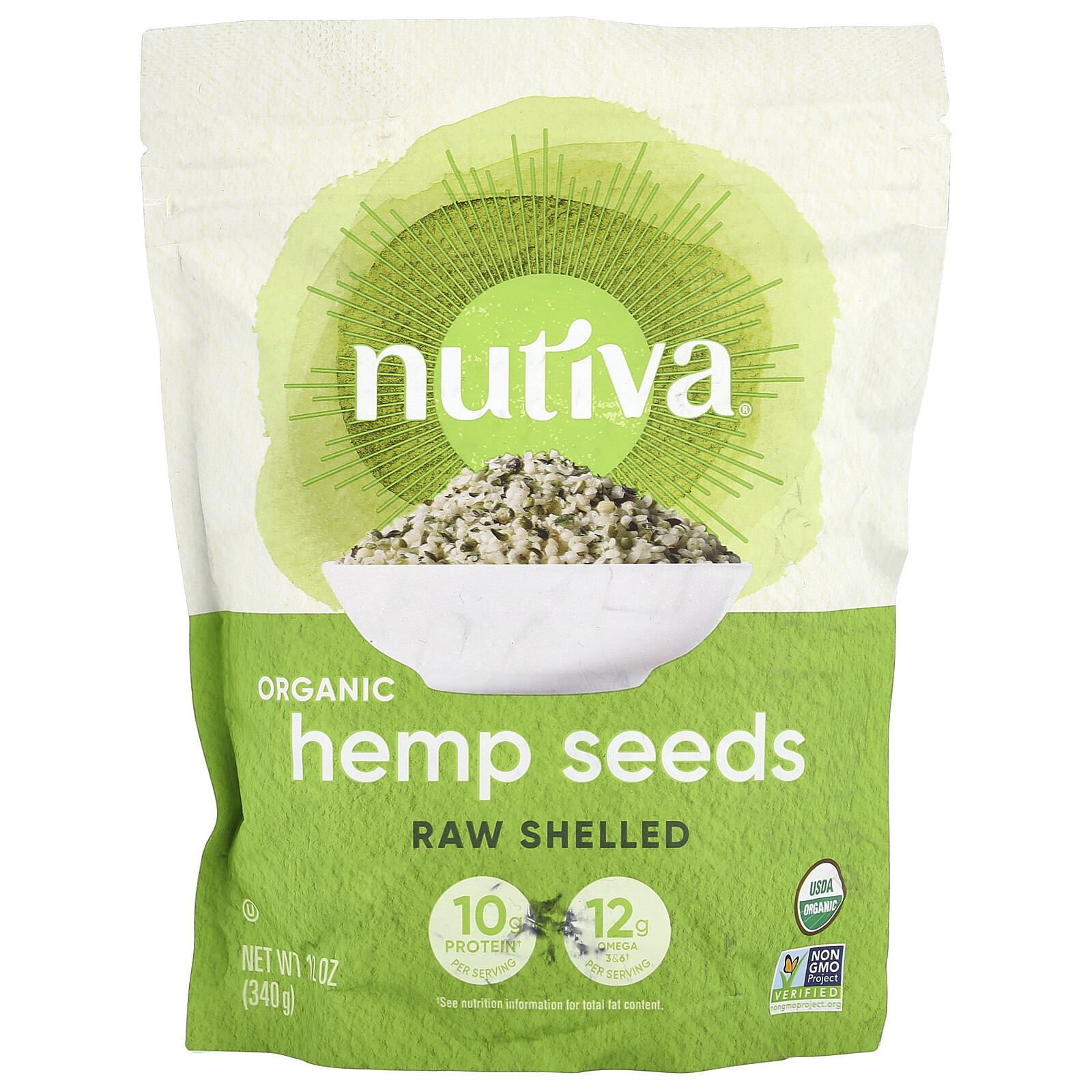 Nutiva Hempseed Organic Superfood Raw Shelled 12 oz 340 g B Corp, Kosher,