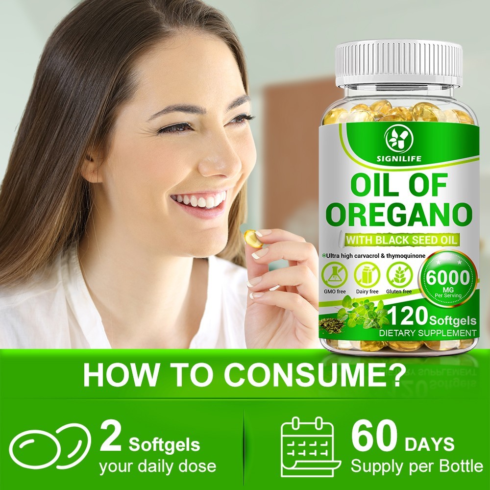 Oil of Oregano Softgels 2 in 1 6000mg with Black Seed Oil Immune Support