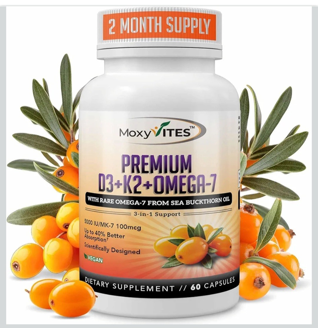Moxyvites Vitamin D3 K2 Omega MK-7 – 5000 IU w/ Sea Buckthorn Oil | 2 Mos Supply