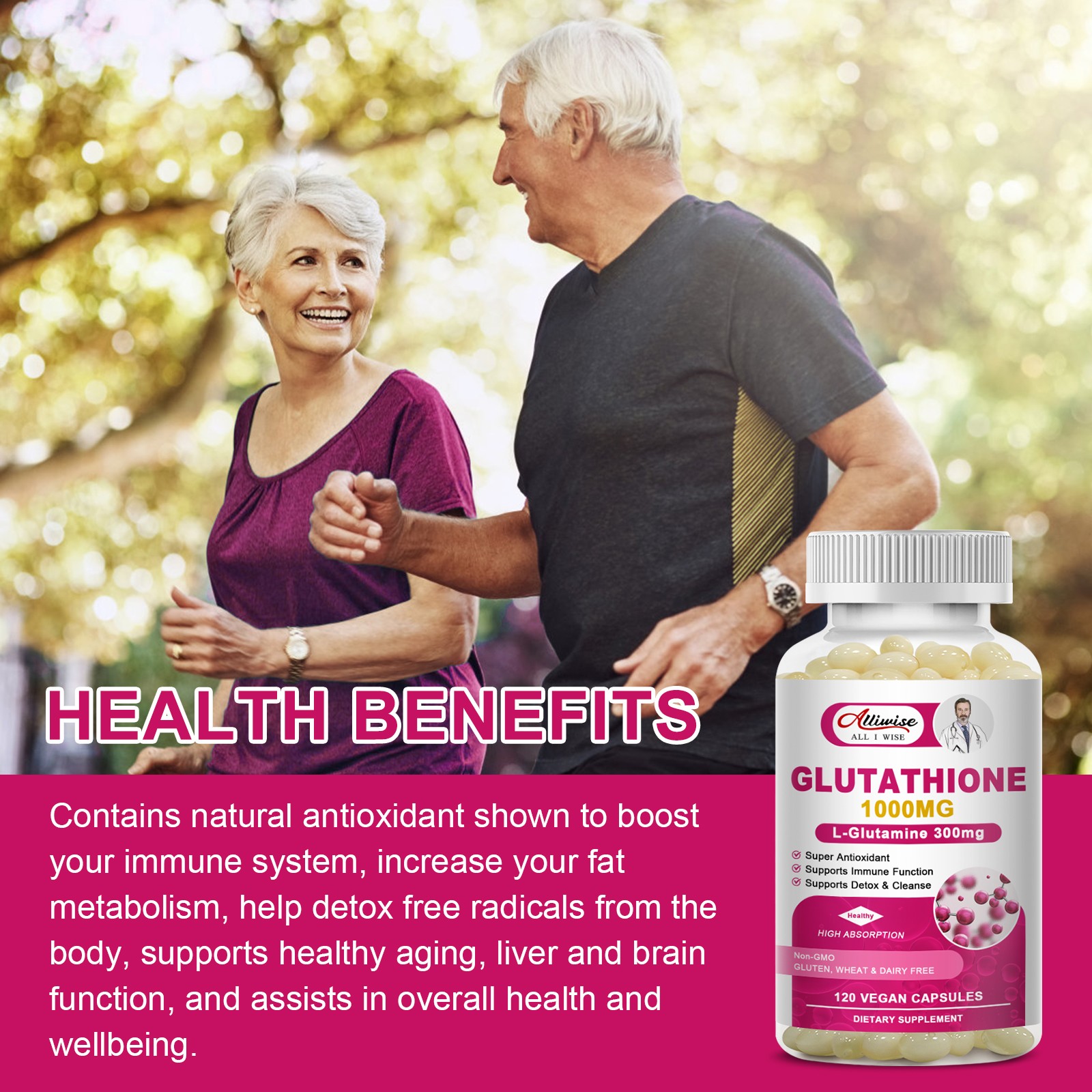 L-Glutathione 1000mg Tablets – Liver Health, Antioxidant, UV Protection Support