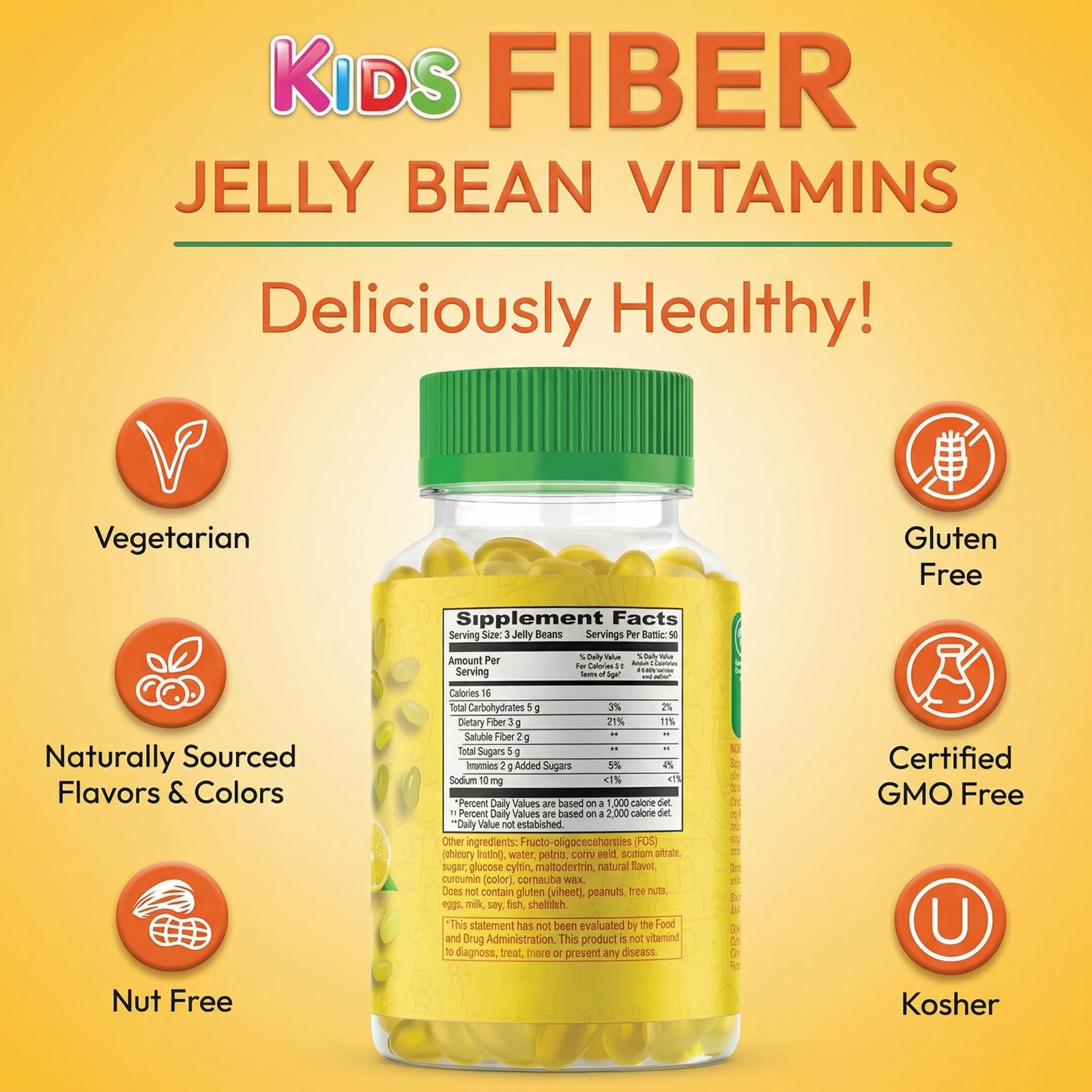 Human Beanz Fiber Gummies Lemon Blast 120 Count