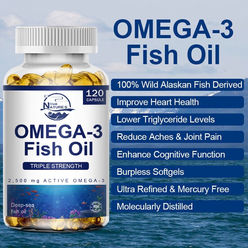 Omega 3 Fish Oil 3600mg EPA 1296mg DHA 864mg Supports Heart & Brain Health