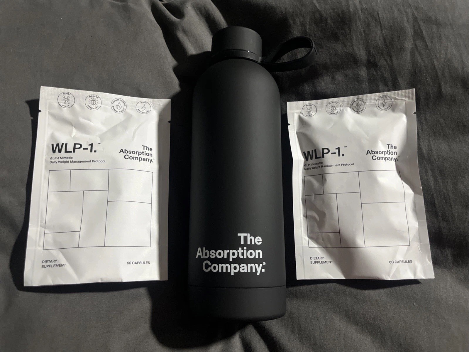 WLP-1 Absorption Company-2 Pack 60 Capsules Each-Water Bottle
