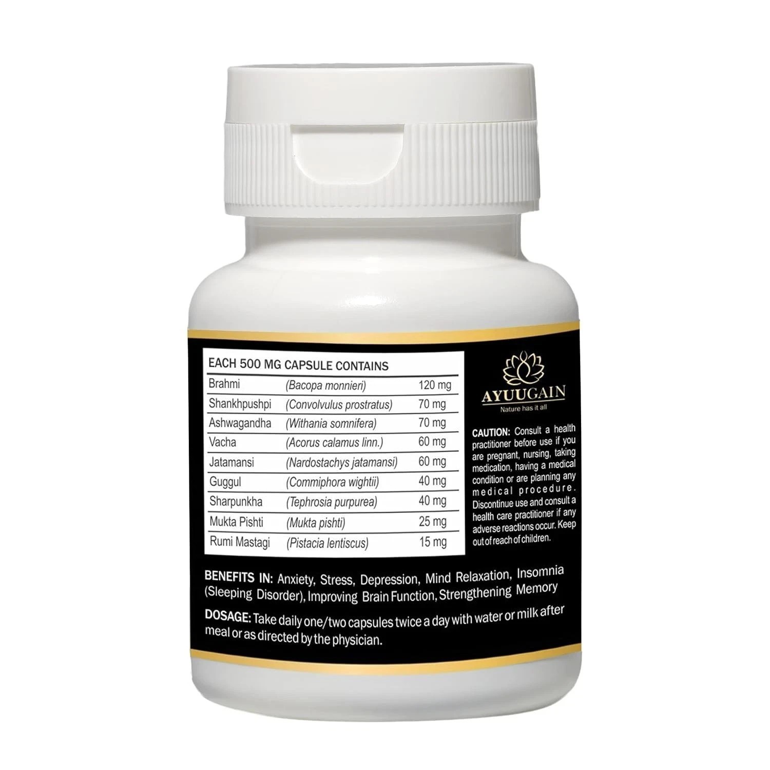 Happy Mind Herbal Capsules for Stress, Anxiety, Memory & Mood – 60 Veg Caps D299