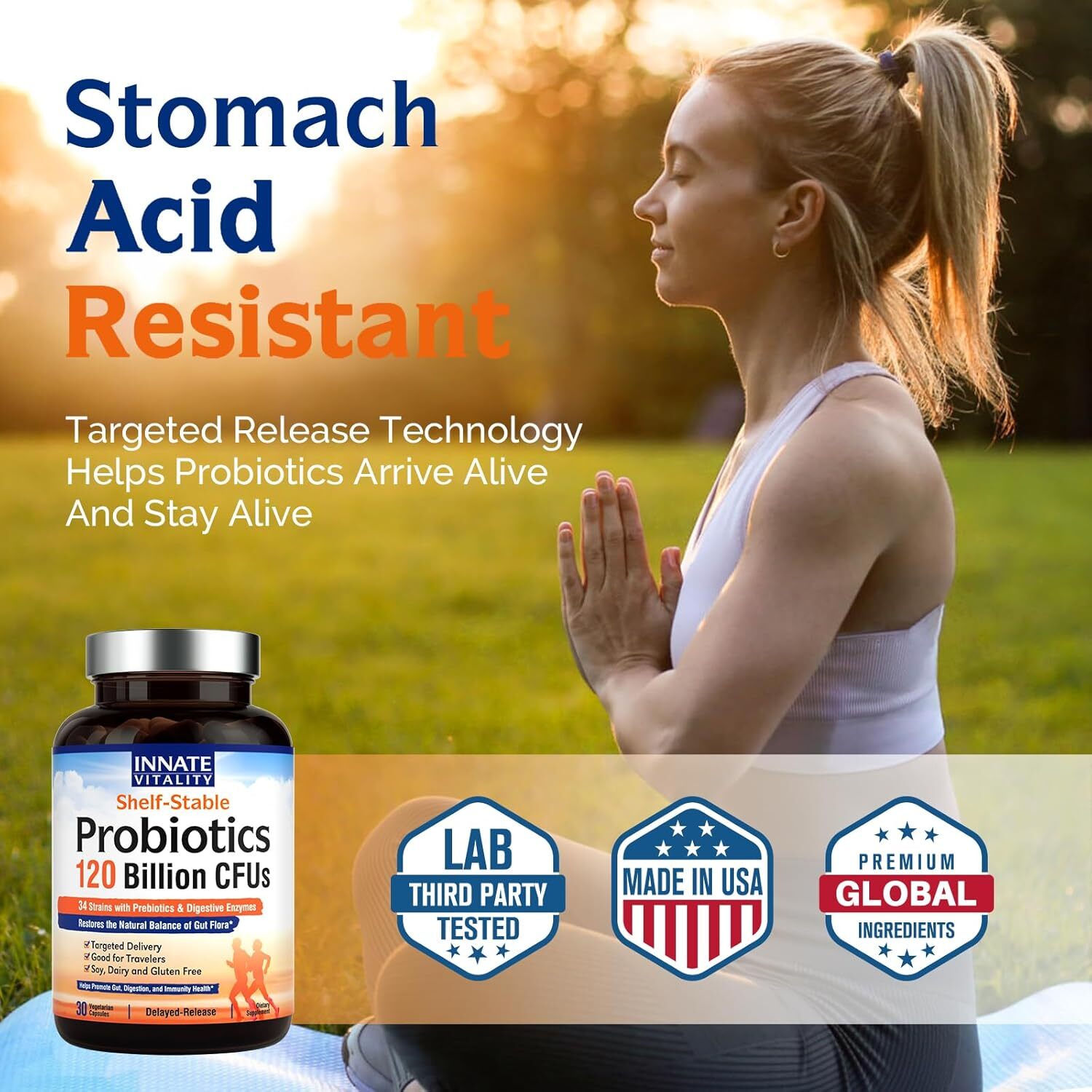 Probiotics 120 Billion Cfus for Men & Women, 34 Strains with Prebiotics & Digest