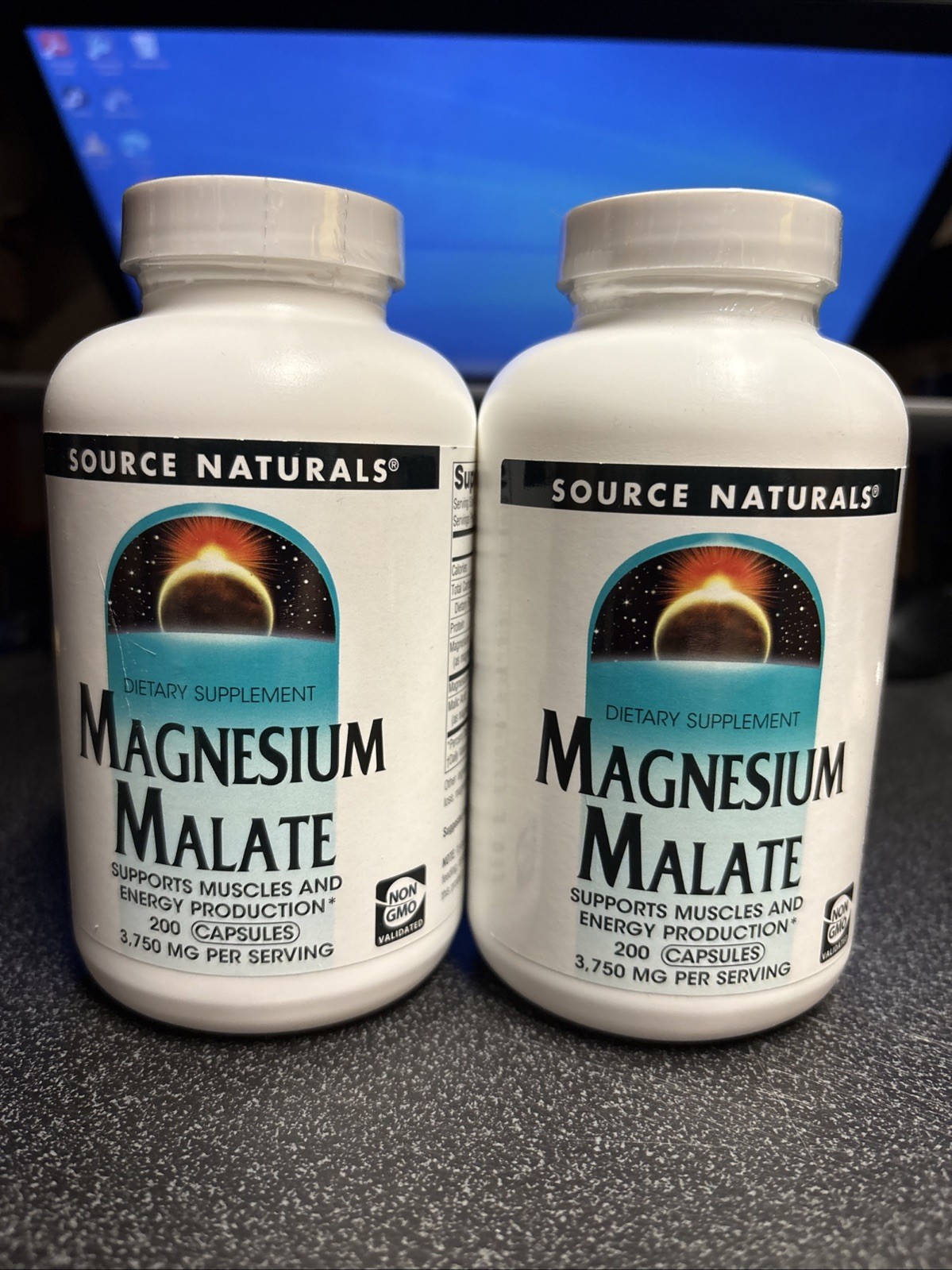 (2) Source Naturals Magnesium Malate – Energy Support 3750mg 200 caps Ex 01/2029