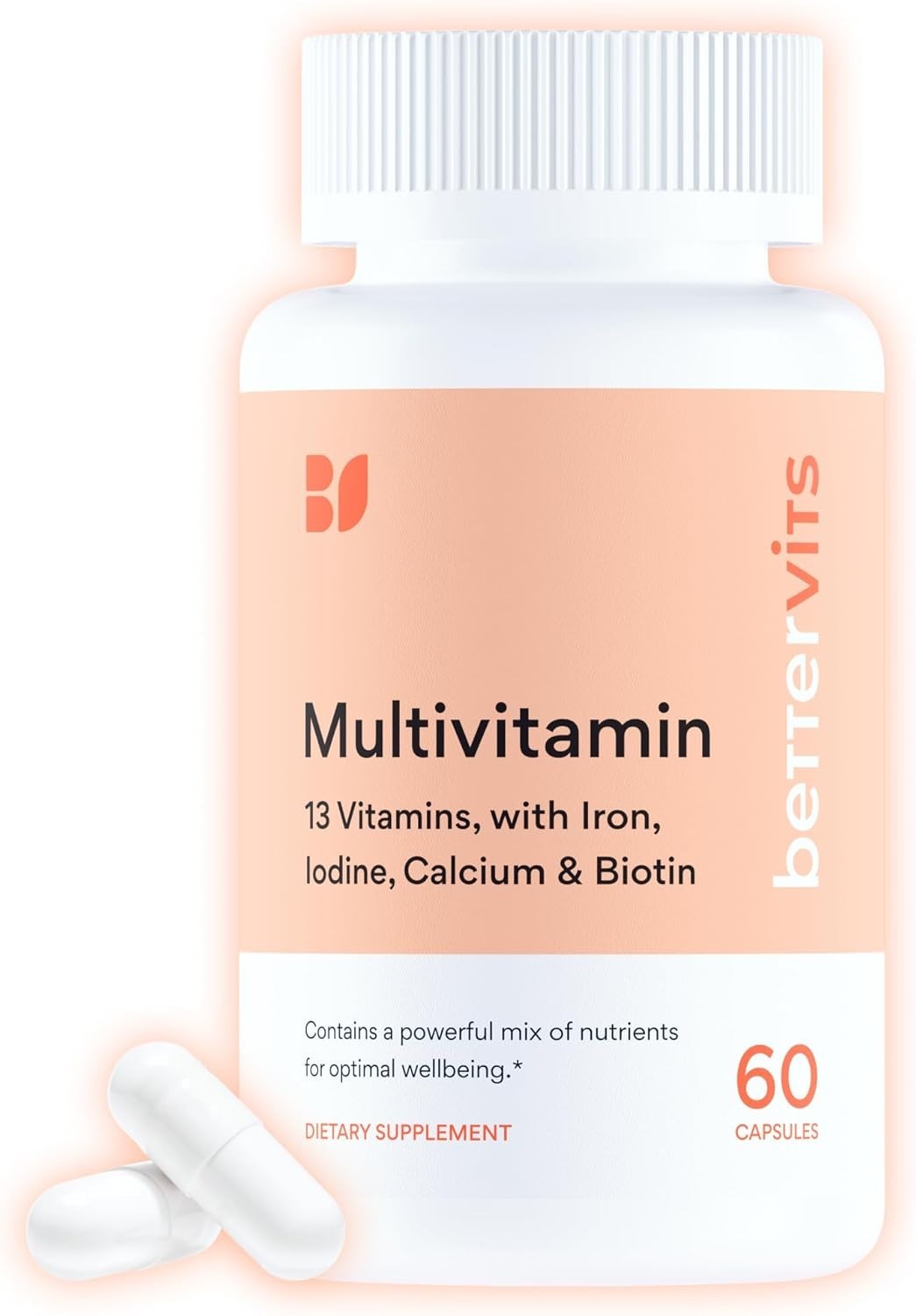 Bettervits Multivitamin Women Men 13 Vitamins Iron D3 K2 B12 Biotin 60 Caps
