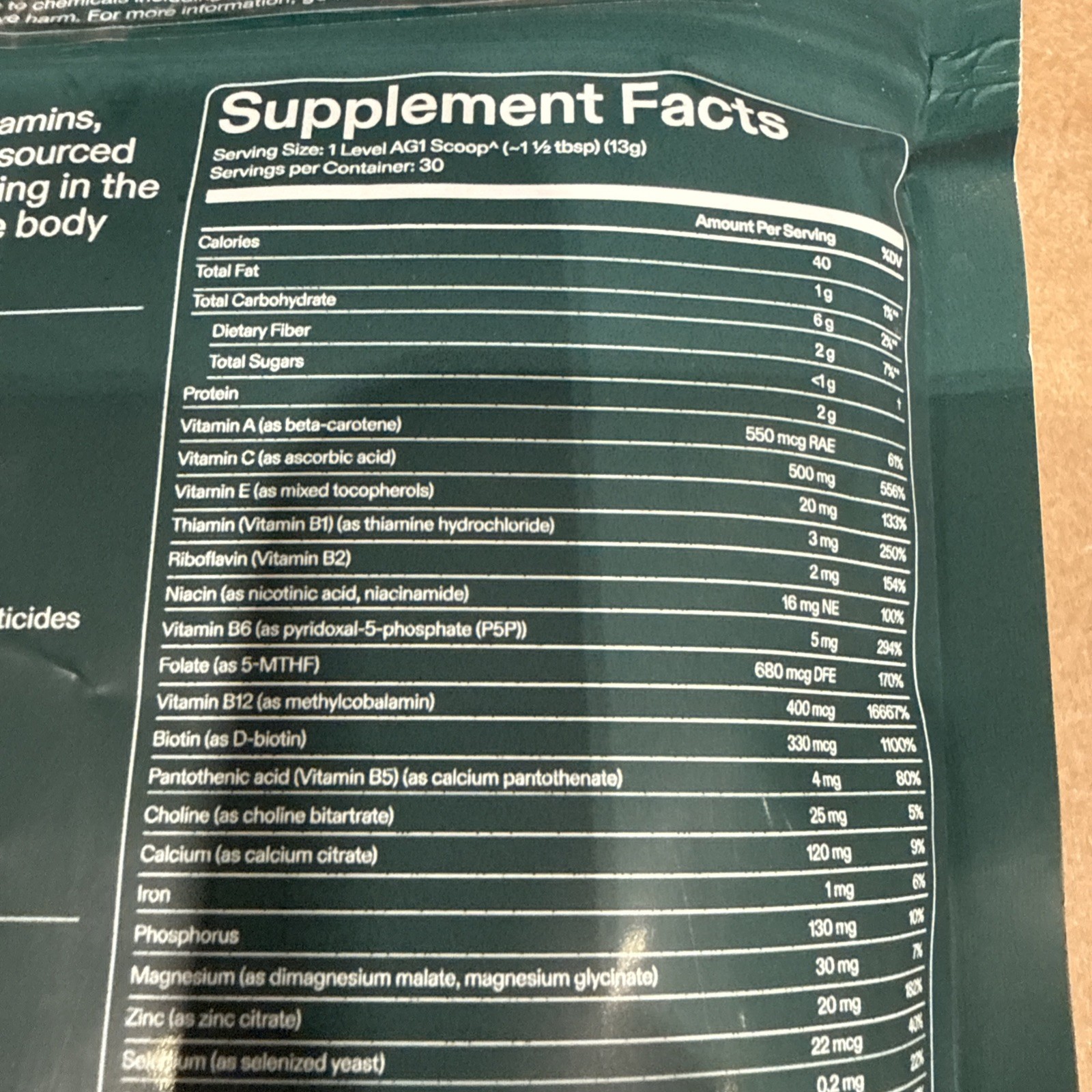 AG1 Daily Foundational Nutrition Powder 30 Day Supply – 13.8oz Exp 01/2027