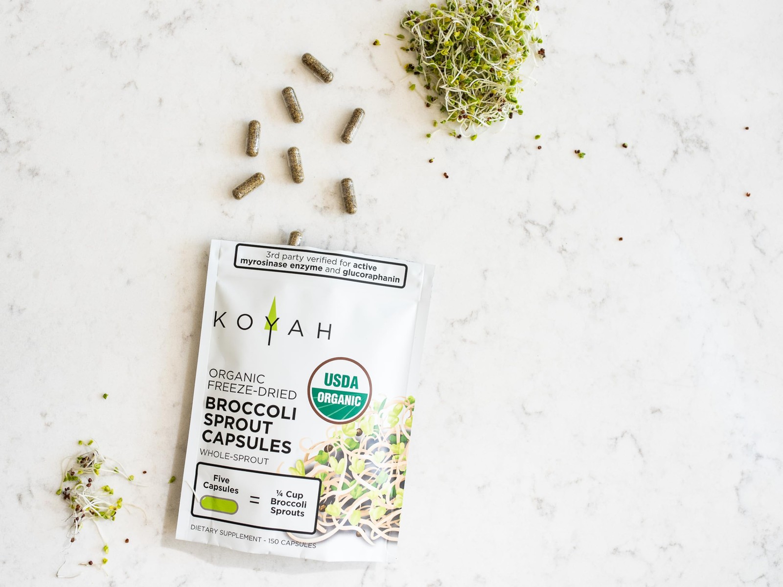 KOYAH Organic Broccoli Sprout Capsules – Freeze-Dried Whole Broccoli Sprouts …
