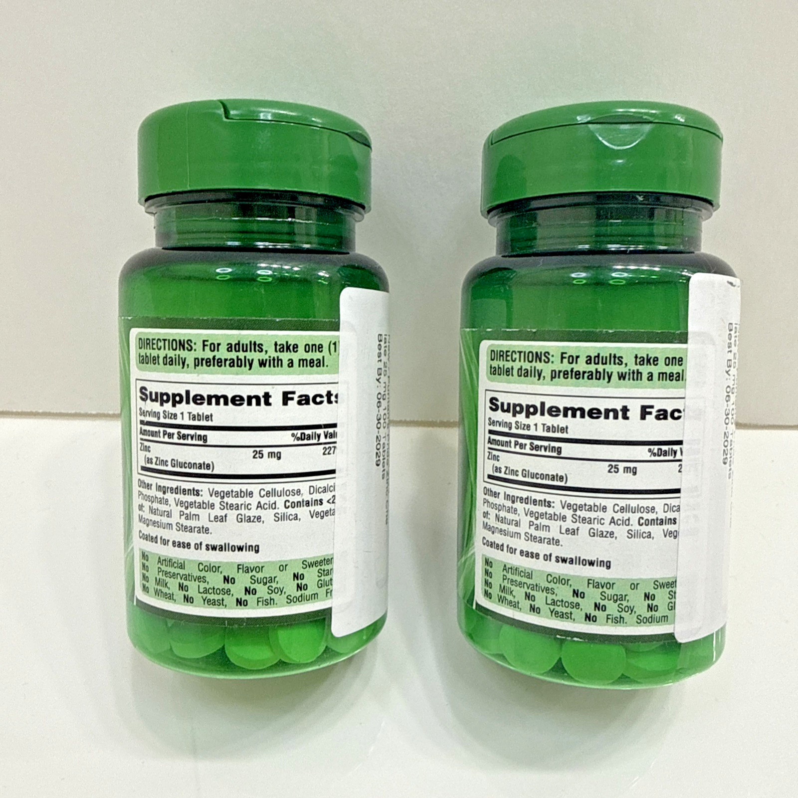 Puritans Pride Zinc (Zinc Gluconate) – 25 mg – 100 Tablets – 2 PACK – EXP 06/29