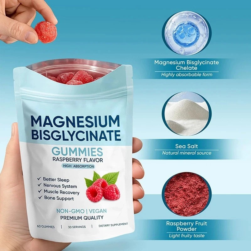 1-3Bag Magnesium Bisglycinate Gummies, with 400mg Magnesium Bisglycinate Chelate