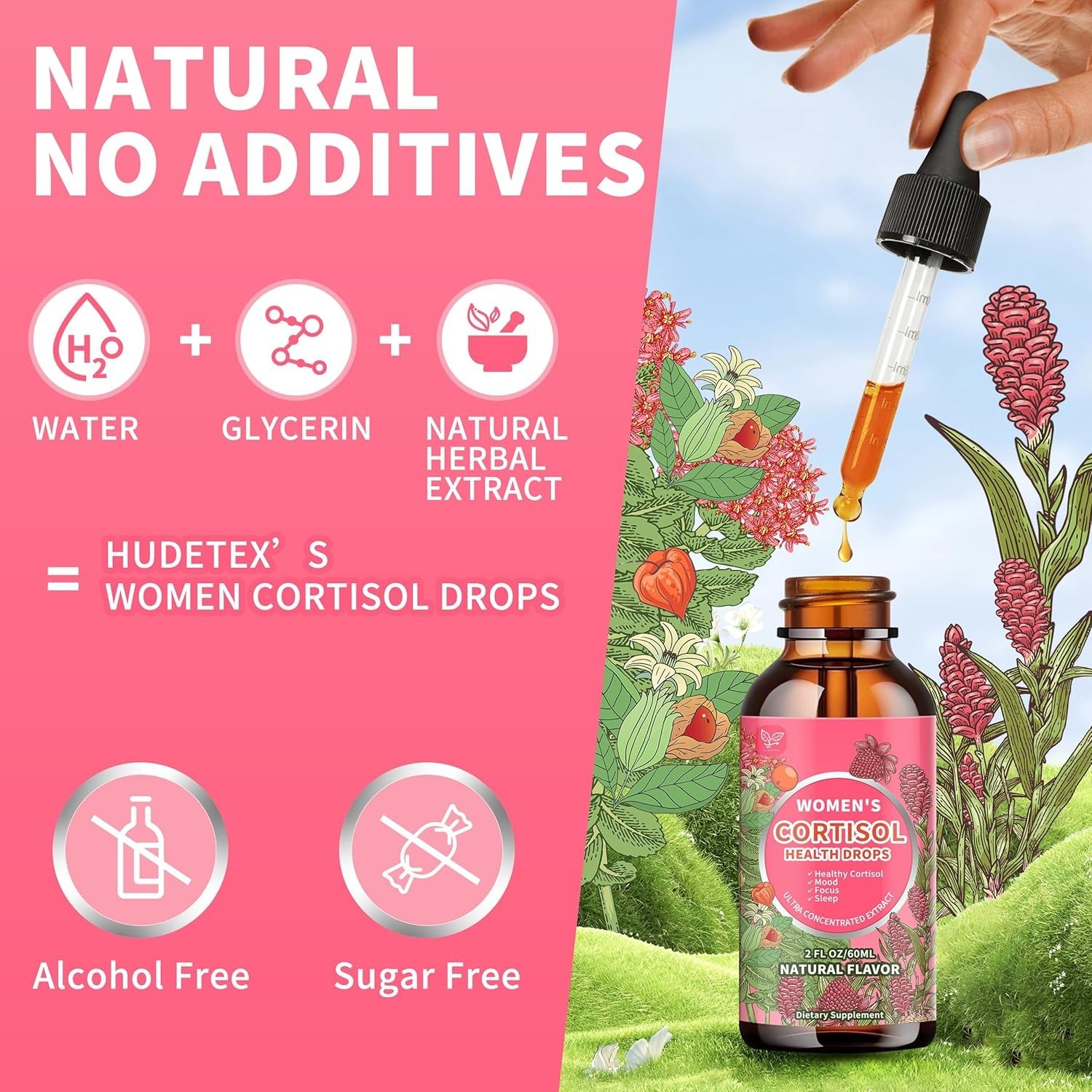 Hudetex Cortisol Supplements for Women Liquid Drops,Cortisol Manager