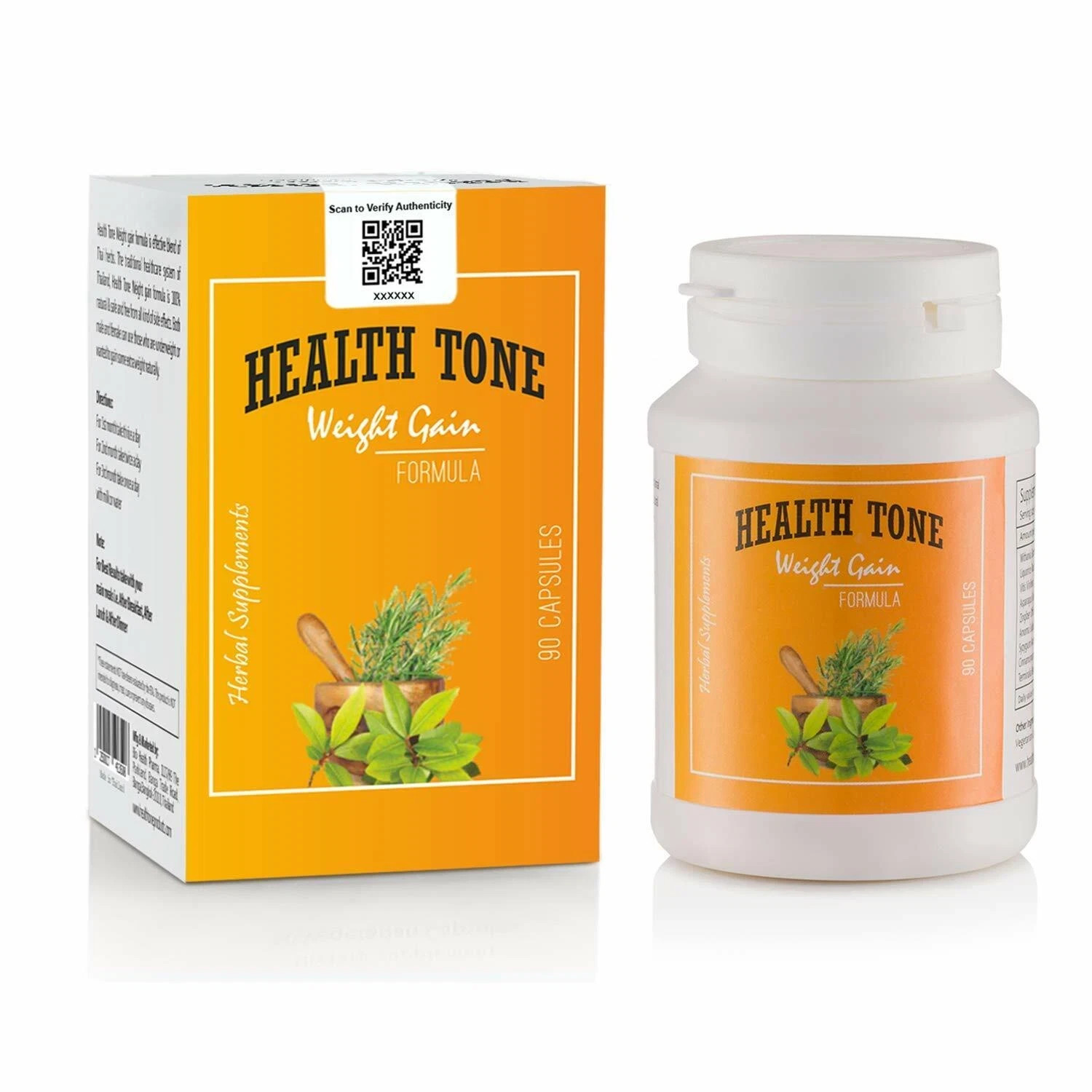 Health tone Herbal Weight Gain 90 Capsules ORIGINAL SEALED BOX – ( Pack of 5 ) .
