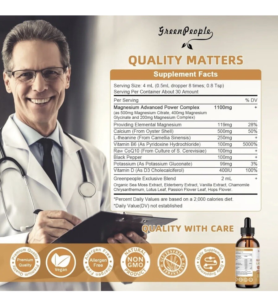 Green People/Pineapple🍍 Magnesium Liquid drops/1100mg/4Fl. Oz / Best By 01/2026