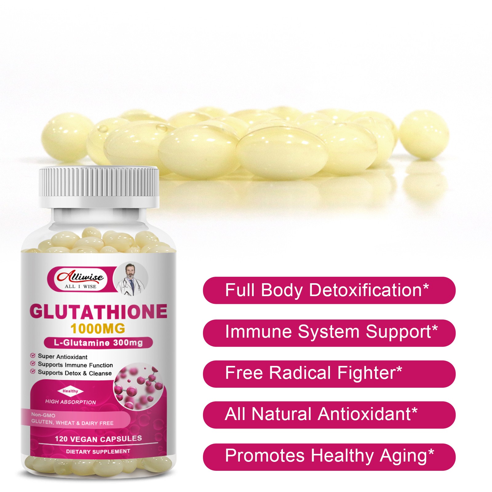 L-Glutathione 1000mg Tablets – Liver Health, Antioxidant, UV Protection Support