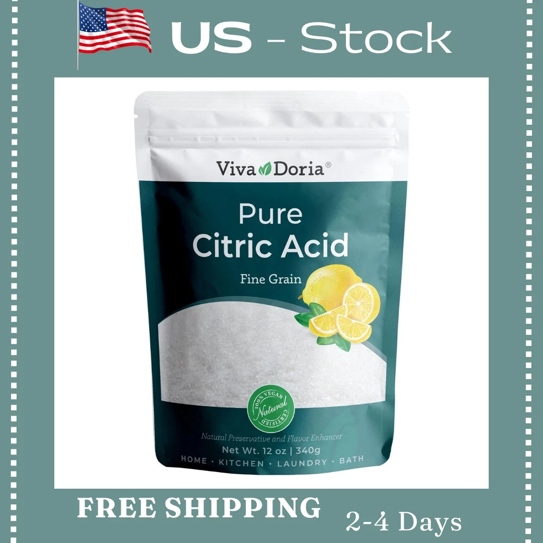 Viva Doria 100% Pure Citric Acid, Food Grade, Fine Grain, 12 oz (340 g)