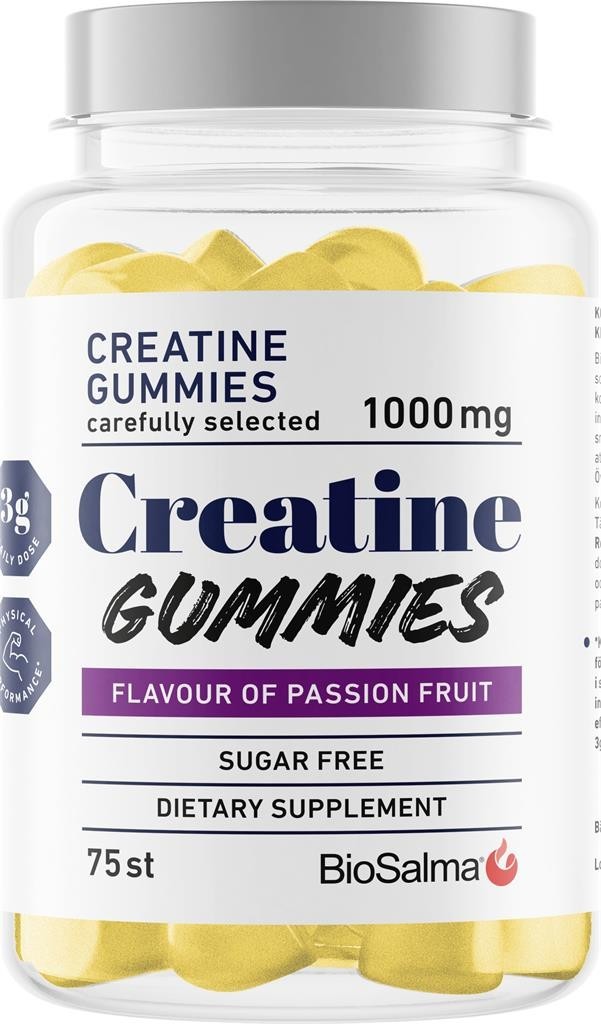 BioSalma Creatine Gummies 75ct Sugar Free Passion Fruit 1000mg