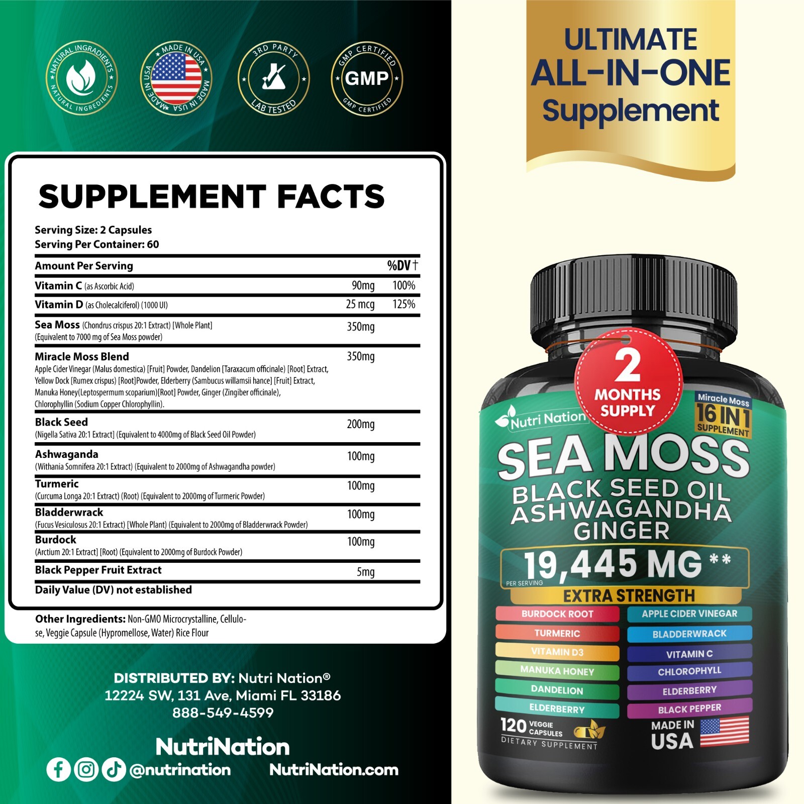 Dynamic Vitality Bundle – Sea Moss 7000mg,Black Seed Oil 4000mg/ Shilajit