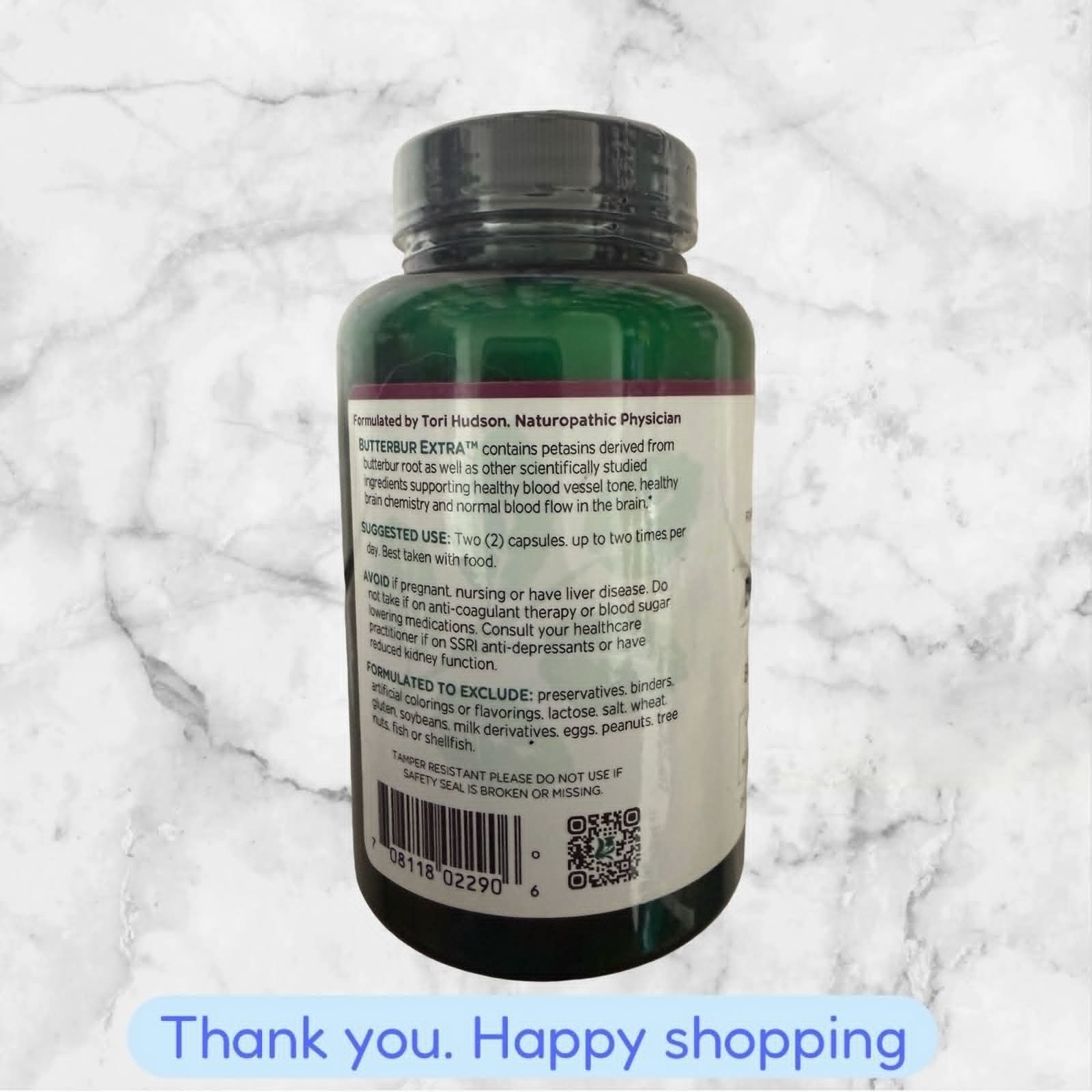 Vitanica Butterbur Extra Brain Chemistry & Vessel Support Vegan 120 Capsules NEW