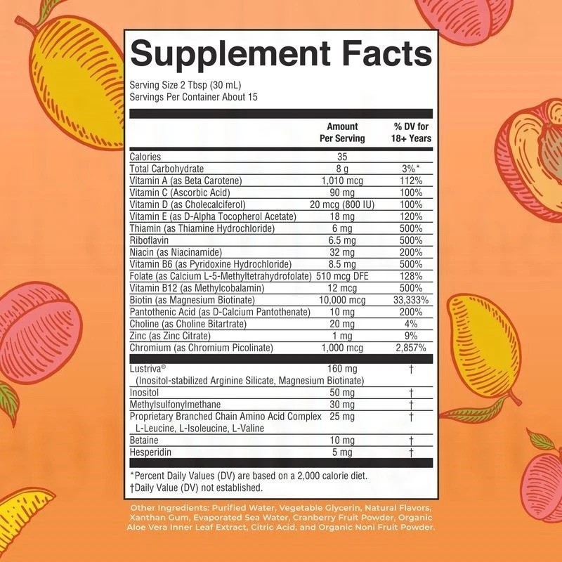 Mary Ruth’s Liquid Morning Multivitamin + Hair Growth – Peach Mango – 15 fl oz1-