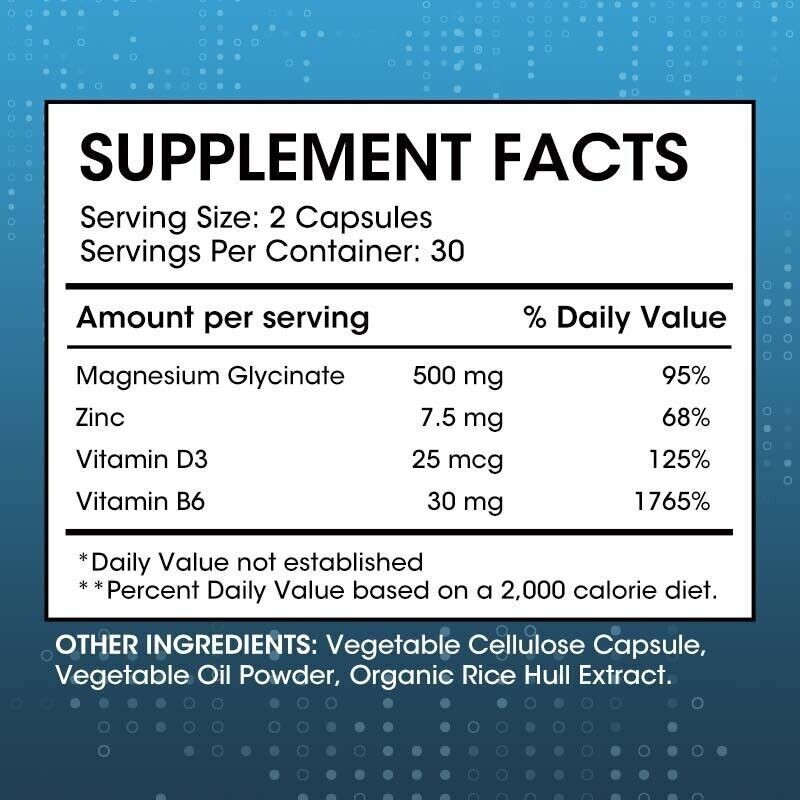 Magnesium Glycinate 500mg – 30-300Capsules For Sleep, Stress Relief Support Bone