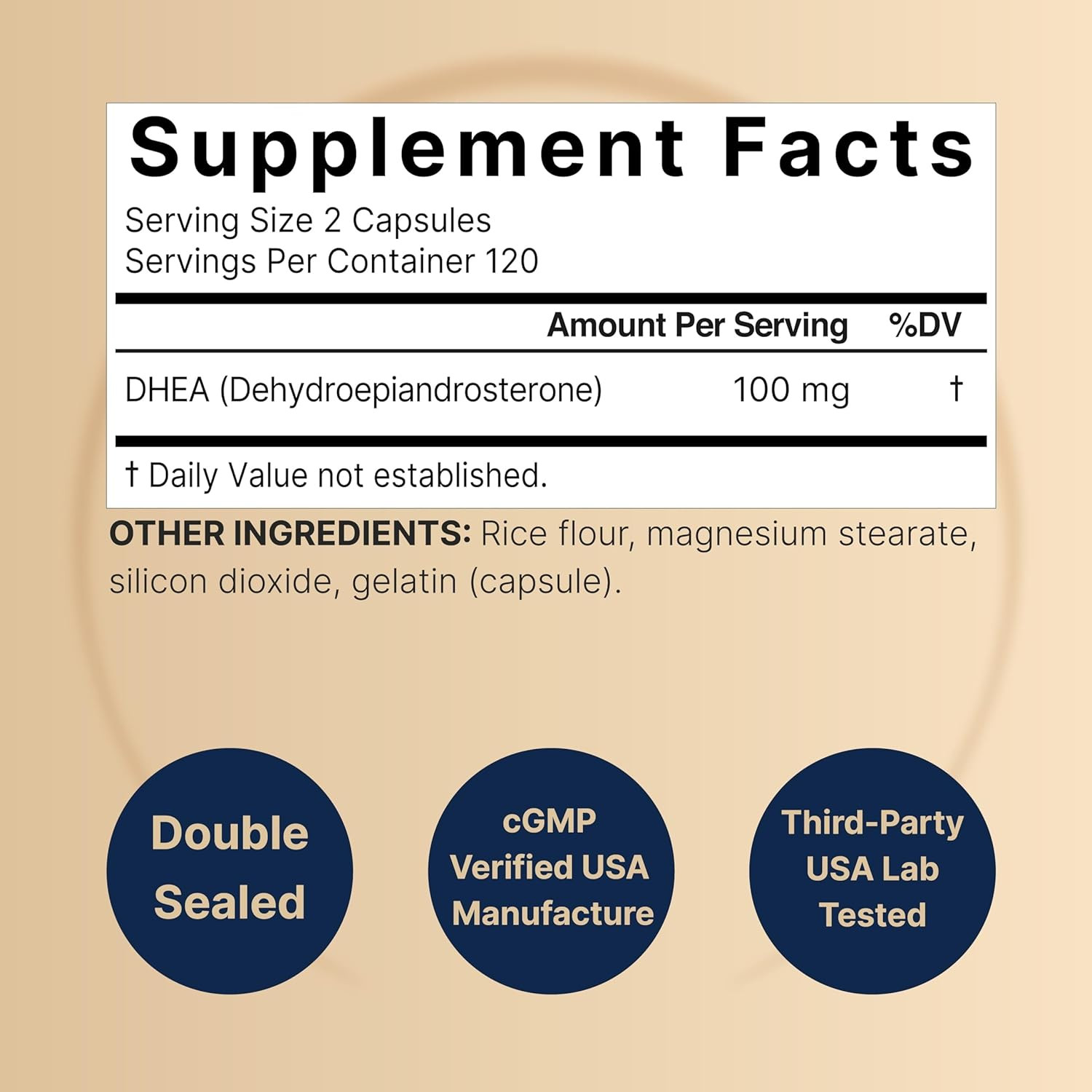 DHEA 100Mg, 240 Capsules | Max Strength, Micronized Grade for Better Absorption